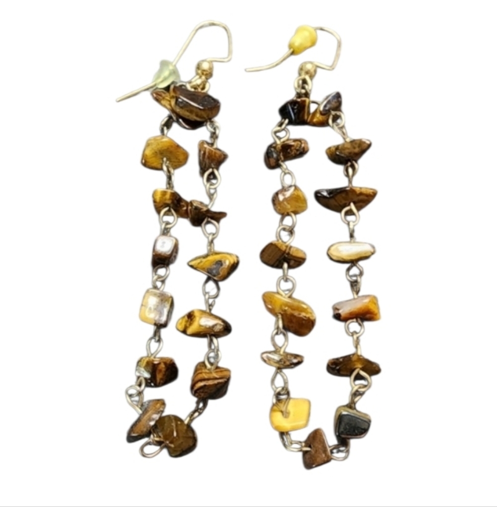💥4 for $20💥Tigers Eye Stone Dangle Earrings Short